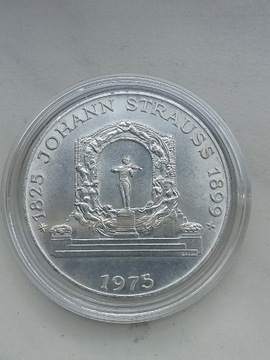 Austria 100 szylingów 1975 r J. Strauss srebro 