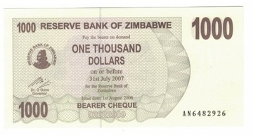 Zimbabwe 1000 Dollar 2006  UNC