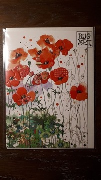 Karnet z kopertą - czerwone maki, Bug Art