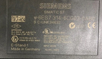 Siemens 6ES7 314-6CG03-0AB0 +karta 512kB