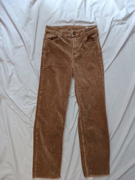Sztruksowe Spodnie Karmelowe Spodnie H&M 34 Brązowe na wiosnę bawełna 