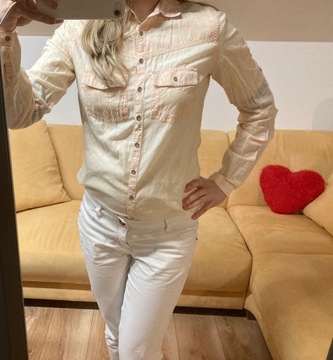 Koszula pudrowa nude Zara 34 XS Bershka Hm Monnari