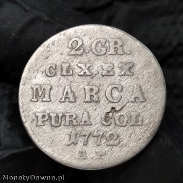 2 grosze srebrne (półzłotek) 1772, Warszawa, SAP