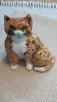 Kot Figurka rękodzieło sygnowane ceramika art