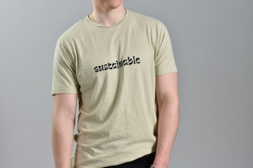 Koszulka beżowa z napisem sustainable