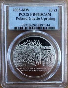 20 zł rocznica powstania w Getcie Warszawskim PCGS