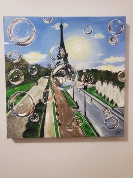 Obraz akryl Paryż podobrazie 50x50 eiffel bańki