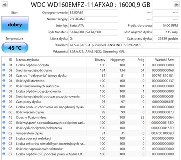 Dysk twardy 16 TB WDC WD160EMFZ-11AFXA0, faktura 23%