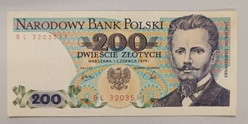 Banknot PRL 200 zł. 1979 r. seria BL  L4 rzadszy