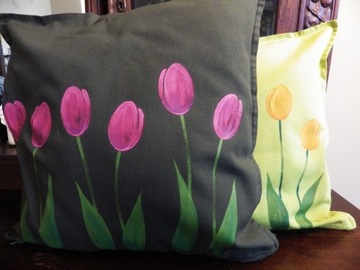 Poszewka na poduszkę malowana wiosna kwiaty