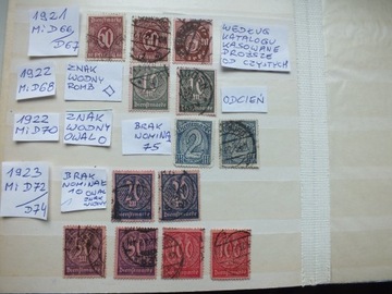 13szt. znaczki Mi D66 Niemcy 1921/22 DIENST Rzesza