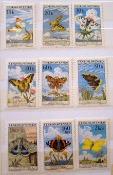 Czechosłowacja, Mi. 1301 - 9**. Motyle.