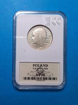 Polska II RP 5zł 1933 Polonia, GRADING, Ag 0,750