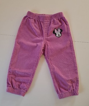 Spodnie sztruksowe miękkie Minnie Disney roz. 86