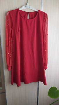 Sukienka czerwona perełki M