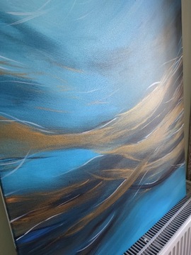 Abstrakcja obraz 80x100 ocean recznie malowany