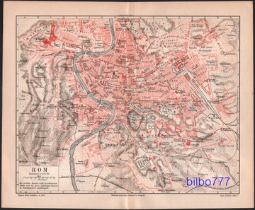 RZYM stary plan miasta z 1888 roku