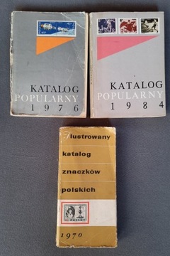 3 katalogi znaczków polskich 1970, 1976, 1984