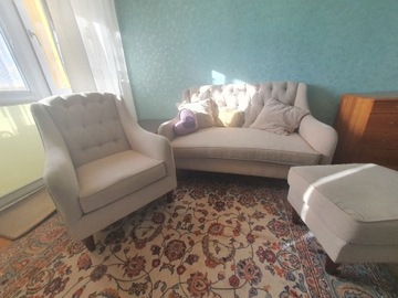 komplet wypoczynkowy - kanapa , fotel, siedzisko
