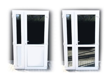 Drzwi PCV,  Plastikowe Białe szyba-panel 125x210