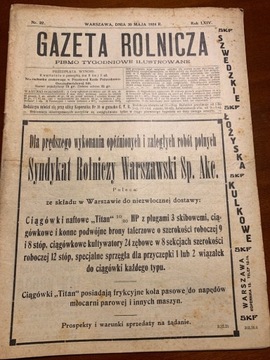 Gazeta Rolnicza  No 22.   1924 r