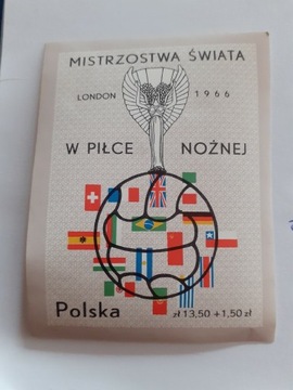 Znaczek Mistrzostwa Swiata w Pilce noznej 1966 r