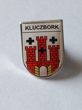 Herb miasta i gmina Kluczbork przypinka pin wpinka