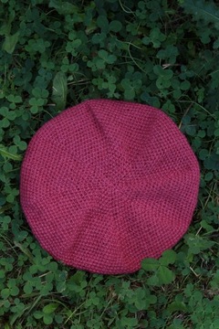 Różowy wełniany beret handmade