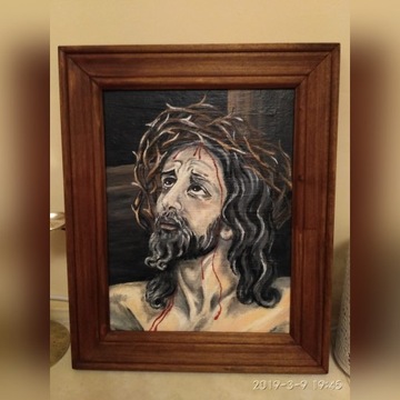 Obraz ręcznie malowany pan Jezus ukrzyżowany
