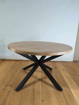 Stół drewniany dąb okrągły jadalnia 120/170 cm
