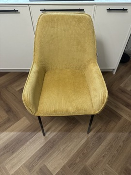 Krzesło do salonu, sztruksowe, złote 4 szt.