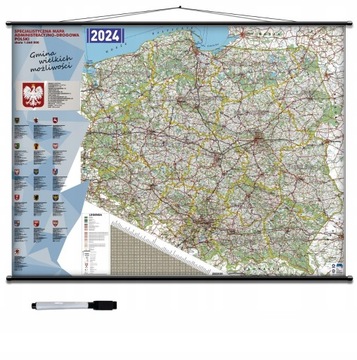 MAPA POLSKI Adm.-drogowa E-TOLL 160x120cm 2024