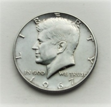 1/2 dolar 1967 half dollar Kennedy srebro Stan!!