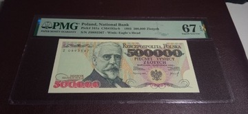 Banknot PRL 500000 zł grading PMG 67 EPQ