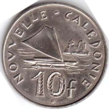 NOWA KALEDONIA 10 franków 2008, KM#11a, aUNC