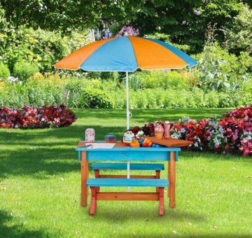 Zestaw stołu piknikowego dla dzieci z parasolem