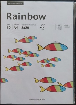 Papier ksero kolorowy Rainbow 80g 5x20 szt