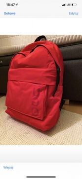 Plecak Hugo  kolor czerwony  materiał czarny org