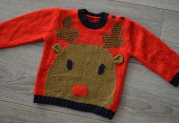George świąteczny sweter renifer 9-12 mcy 74 - 80