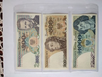 banknoty prl 200,500 1000 zł 