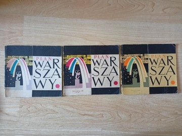3 x Plan Warszawy arkuszowy 1958-1962 wydania 2-4