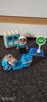 Lego DUPLO policja policjant + motor