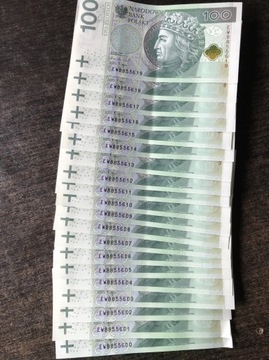 20 banknotów 100zł  o kolejnej serii