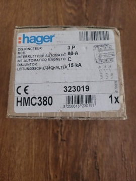Hager wyłącznik nadprądowy HMC380 15kA 80A 3P