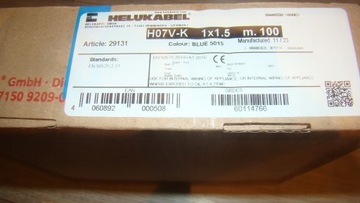 Przewód 1x1,5mm2 100m HELUKABEL H07V-K niebieski