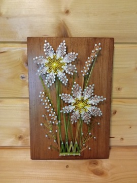 Obraz string art - polne kwiaty i trawy