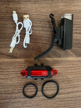 Lampki rowerowe przednia + tylna zestaw, ładowane na USB