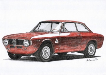 Rysunek Alfa Romeo Giulia Sprint GTA SA format A4