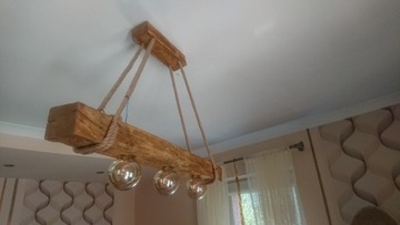 LAMPA WISZĄCA DREWNIANA BELKA E27