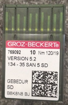 Igły Groz Beckert - 134-35 SD GBDUR 120 100 sztuk